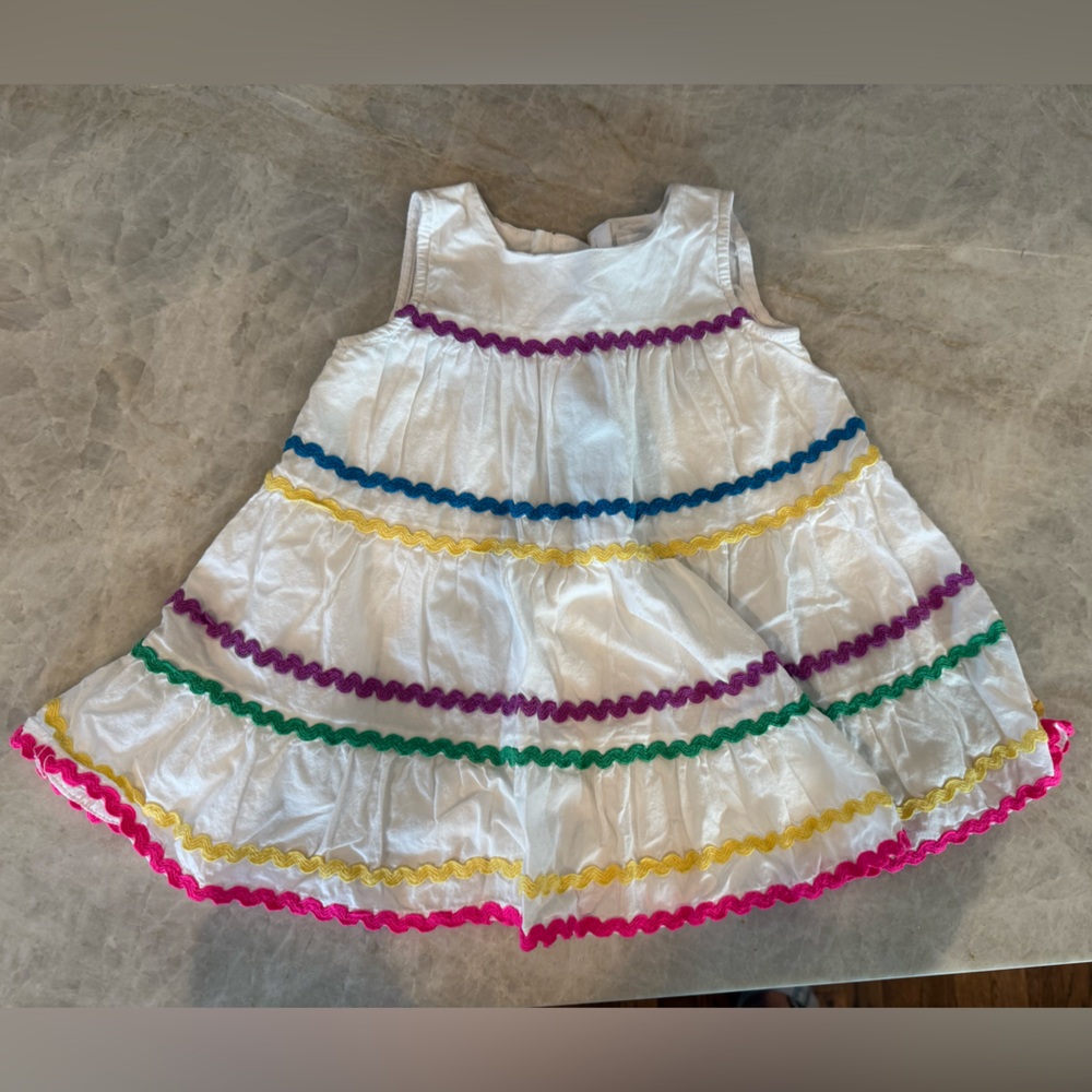 Gap Girls White Multicolored Ric-Rac Dress - 12/18 Months